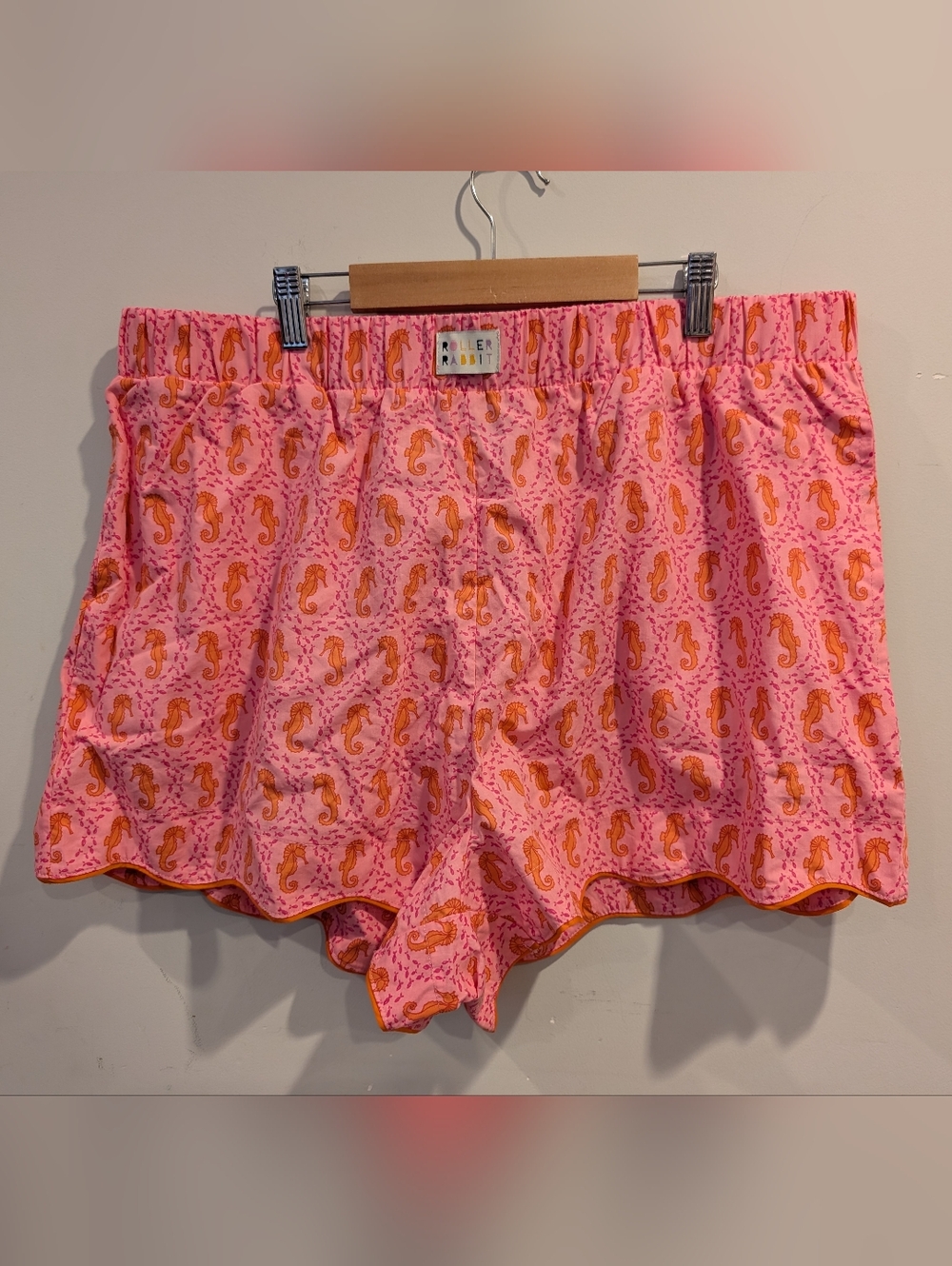 Roller Rabbit Pink Shorts Orange Seahorse XXL NWOT Spring Summer Comfy Lounge